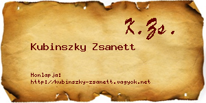 Kubinszky Zsanett névjegykártya