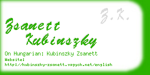 zsanett kubinszky business card